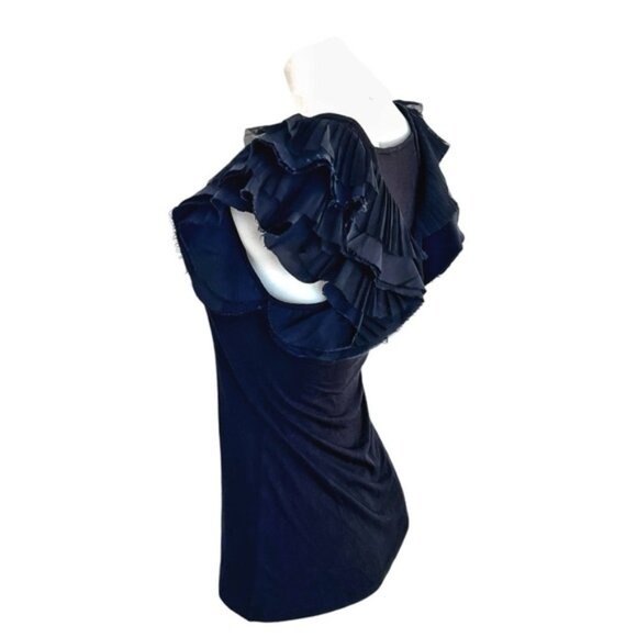 BCBGMAXAZRIA womens size XXS ribbed black tank top with flutter sleeve detail - Picture 4 of 10